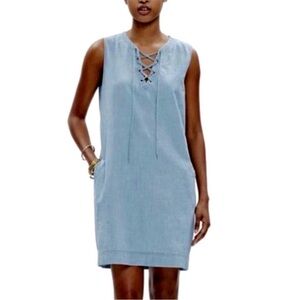 Madewell Chambray Lace-Up Shift Dress
